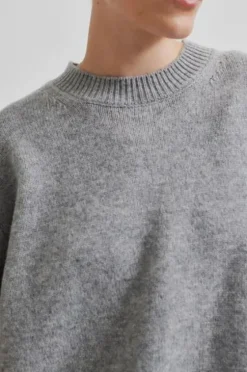 Discount Alpha Knit O-Neck, grey melange Neuleet Ja Neuletakit|Uutuudet