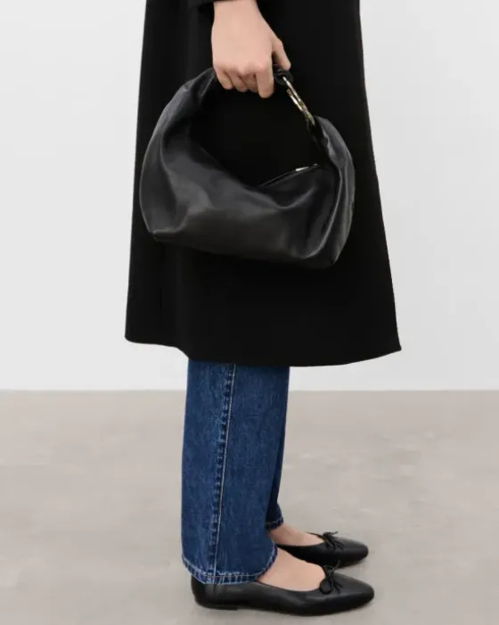 Outlet Amanda shoulder bag leather, black Laukut