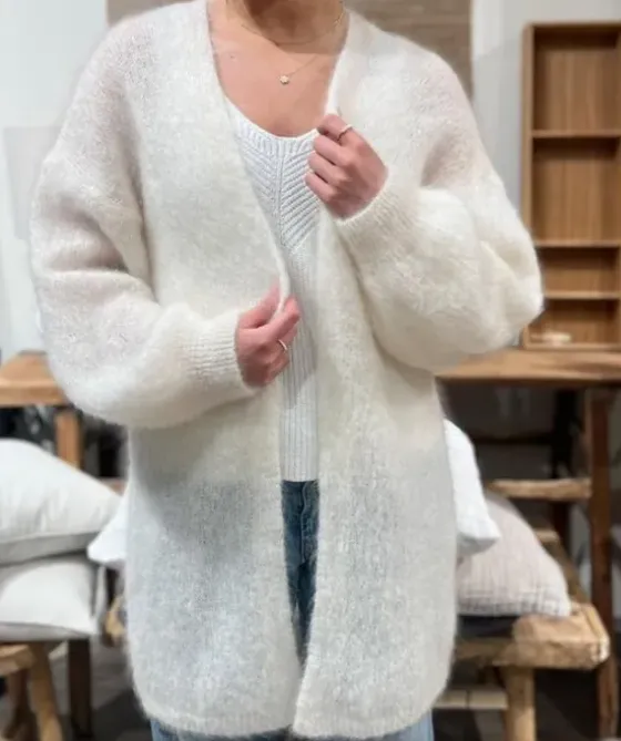 New - Lee midi mohairneuletakki, white Neuleet Ja Neuletakit