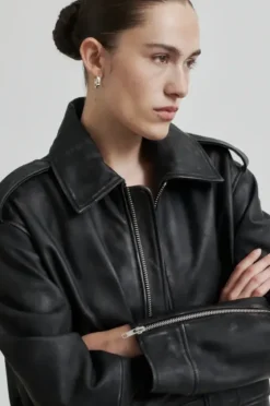 New Auras Leather Jacket, black Ulkotakit Ja -Liivit|Uutuudet