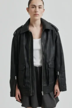 New Auras Leather Jacket, black Ulkotakit Ja -Liivit|Uutuudet