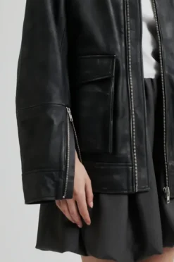 New Auras Leather Jacket, black Ulkotakit Ja -Liivit|Uutuudet