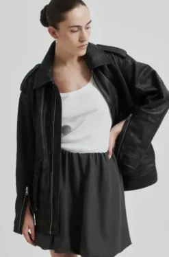 New Auras Leather Jacket, black Ulkotakit Ja -Liivit|Uutuudet