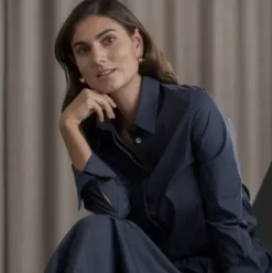 New Camilla puuvillakauluspaita, dark navy Paidat Ja Topit|Uutuudet