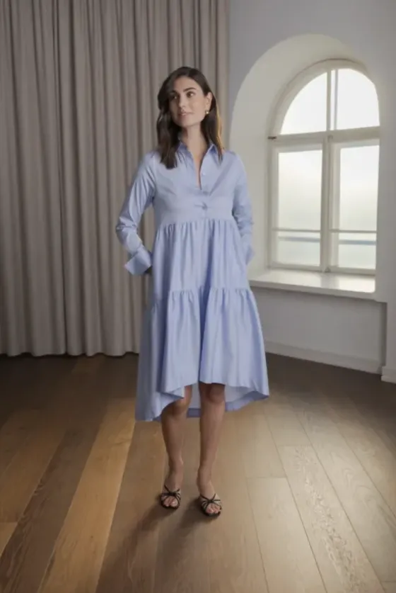 Online Clarette pitkähihainen mekko, light blue Uutuudet|Mekot Ja Hameet