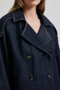 Hot Columbus Trench Jacket, dark blue denim Ulkotakit Ja -Liivit|Bleiserit Ja Liivit