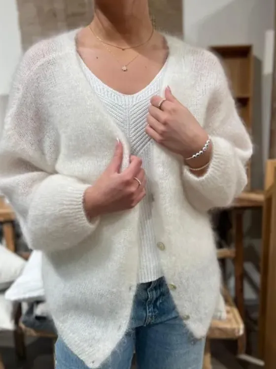 Clearance Cornelia mohairneuletakki, white Neuleet Ja Neuletakit