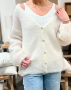 Clearance Cornelia mohairneuletakki, white Neuleet Ja Neuletakit