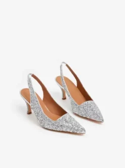Sale - Franchesca Glitter Textile Silver Korkokengät Ja Ballerinat
