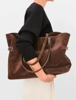 Clearance - Lesley tote bag, suede chocolate Laukut|Janinan Suosikit