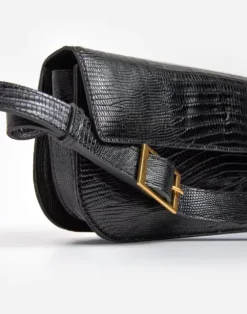 Hot - Lillie Shoulder Bag, Leather Black Lizzard Laukut
