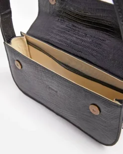 Hot - Lillie Shoulder Bag, Leather Black Lizzard Laukut
