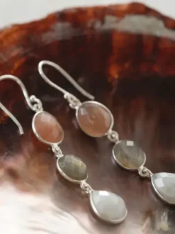 New Granted Peach Moonstone Labradorite Moonstone SP korvakorut Korvakorut