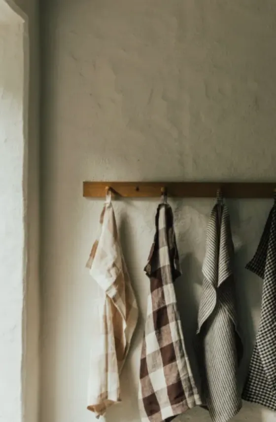 Clearance Johanna ruudullinen keittiöpyyhe pellavaa, brown/nat Keittiötekstiilit