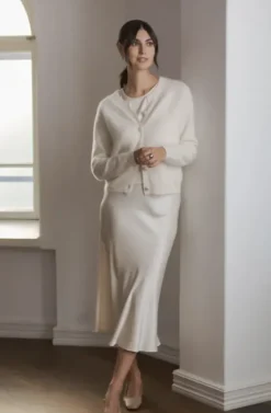Hot Karla cashmere neuletakki, cream Neuleet Ja Neuletakit|Juhlavaatteet