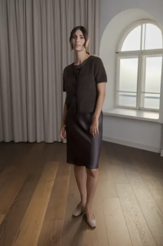 Outlet Karlia lyhythih cashmere neuletakki, dark chocolate Neuleet Ja Neuletakit|Juhlavaatteet