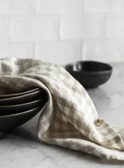 Best Keittiöpyyhe pellavaa, ruutu natural Keittiötekstiilit