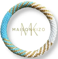 Discount - Nepali turq, gold, white bracelet B119 Maison Kizo