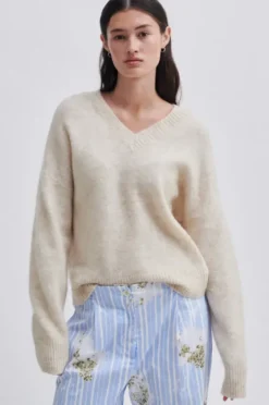 New - Brook neule Loose V-Neck, brazilian sand Neuleet Ja Neuletakit