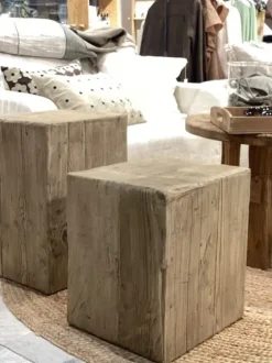Best - kuutio puujakkara/pöytä 40, natural Vanhat Puuhuonekalut