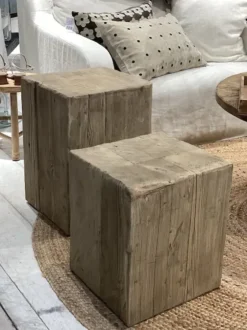 Best - kuutio puujakkara/pöytä 40, natural Vanhat Puuhuonekalut