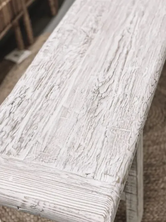 – pitkä penkki PURE #661, off white Vanhat Puuhuonekalut