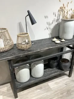 Best - pitkä sivupöytä hyllyllä #723, black Vanhat Puuhuonekalut