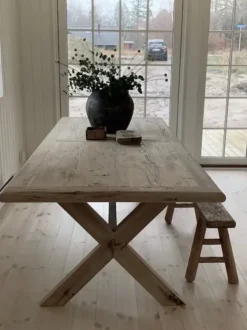 - ruokapöytä 200 cm, natural #955 Vanhat Puuhuonekalut