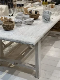 Online - ruokapöytä suorilla jaloilla 240cm #660, off white Vanhat Puuhuonekalut