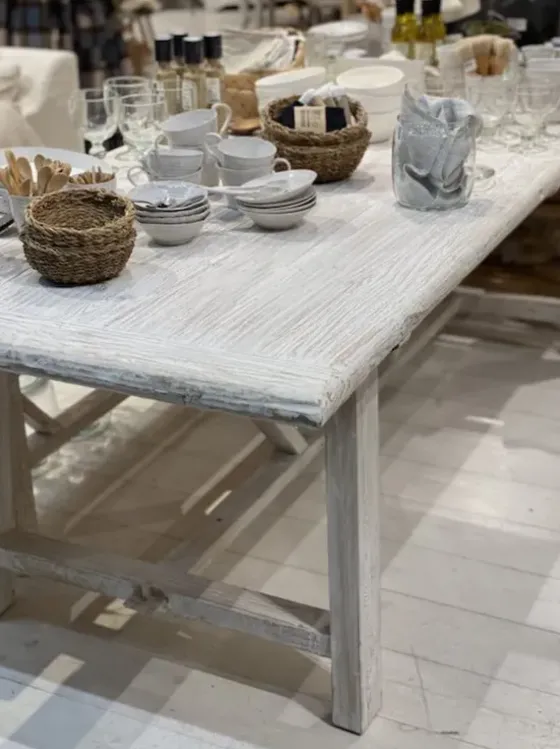 Online - ruokapöytä suorilla jaloilla 240cm #660, off white Vanhat Puuhuonekalut