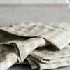 New - pellavaservetti ruutu, natural Keittiötekstiilit