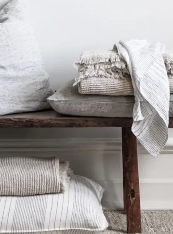 Sale - Pinstripe Linen tyynynpäällinen, 65x65 cm Sisustustyynyt|Sisustustyynyt